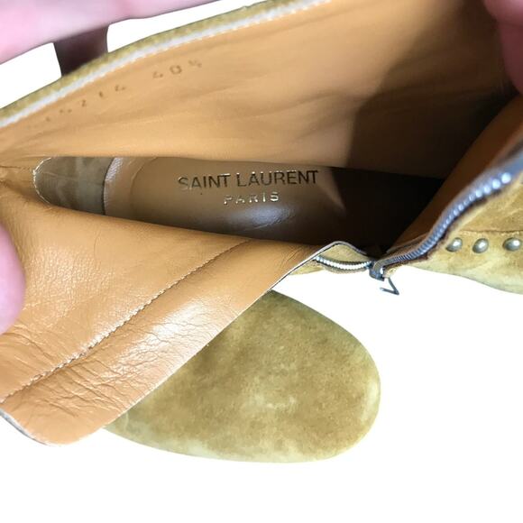 Saint Laurent Paris Boots Womens 10 Brown Suede Studded 3" Heel Modern 1960's - Picture 2 of 9